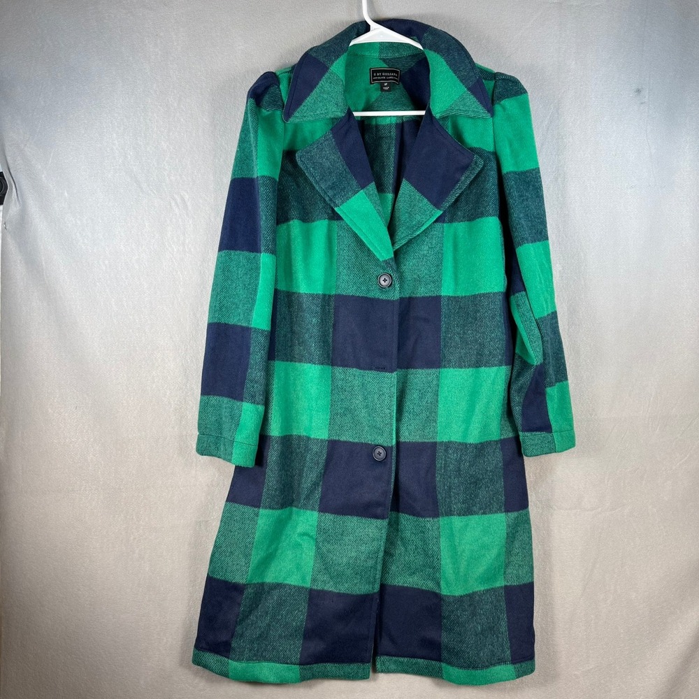 G by Giuliana Black Label Green Navy Buffalo Plaid Wool Blend Belted Coat MP